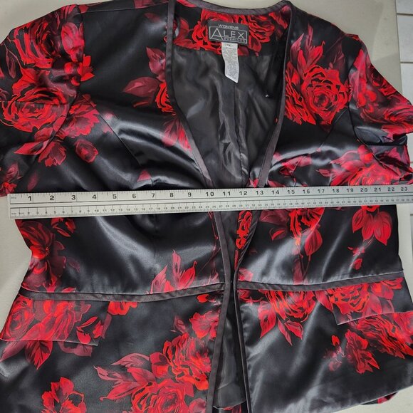 Alex Evenings Womens Black & Red Floral Jacket & Camisole 2-Piece Set Size 1X - Picture 13 of 16